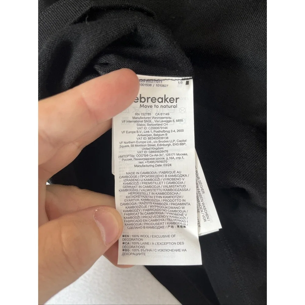 Icebreaker 260 Tech Mens Large Black Merino Wool Half Zip Base Layer Thermal